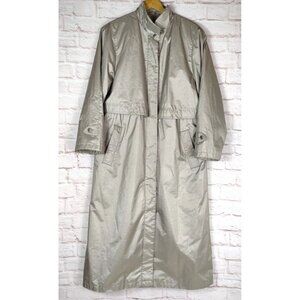 FS Rainwear Trench Coat Womens Button Up Taupe Size 10 Removable Lining NO HOOD